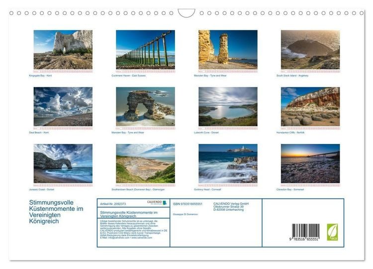 Produktbild: Stimmungsvolle K&uuml;stenmomente im Vereinigten K&ouml;nigreich (Wandkalender 2026 DIN A3 quer), CALVENDO Monatskalender