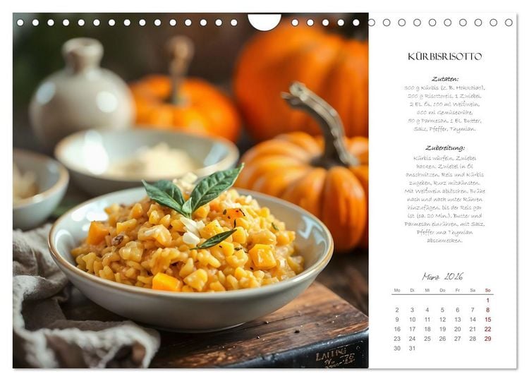 Produktbild: K&uuml;rbiszeit - Ein Jahr voller Rezepte und Inspirationen (Wandkalender 2026 DIN A4 quer), CALVENDO Monatskalender