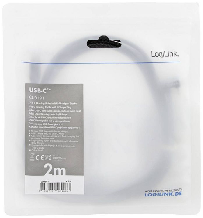 Produktbild: LogiLink USB-Kabel USB 2.0 USB-C&reg; Stecker 2.00 m Schwarz CU0191