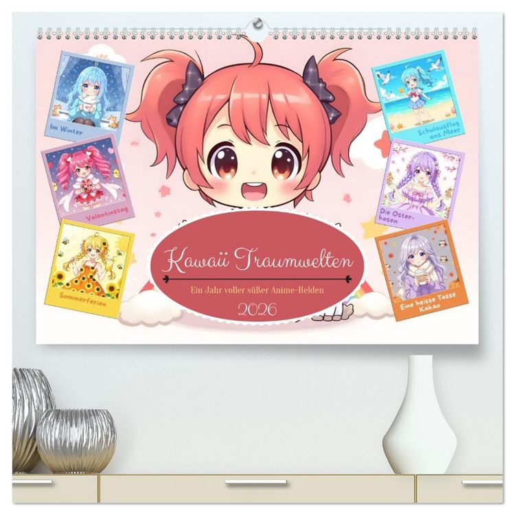 Produktbild: Kawaii Traumwelten (hochwertiger Premium Wandkalender 2026 DIN A2 quer), Kunstdruck in Hochglanz
