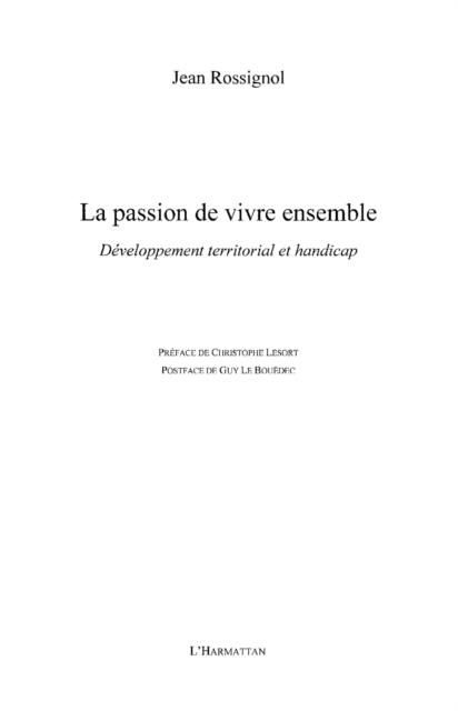 Produktbild: La passion de vivre ensemble - developpement territorial et