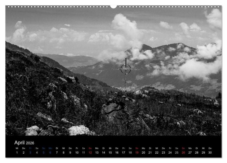 Produktbild: BERGE IN SCHWARZ WEISS (Wandkalender 2026 DIN A2 quer), CALVENDO Monatskalender