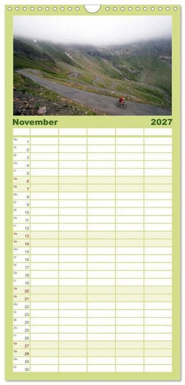 Produktbild: Familienplaner 2027 - Pyren&auml;enp&auml;sse mit dem Rennrad 2027 mit 5 Spalten (Wandkalender, 21 x 45 cm) CALVENDO