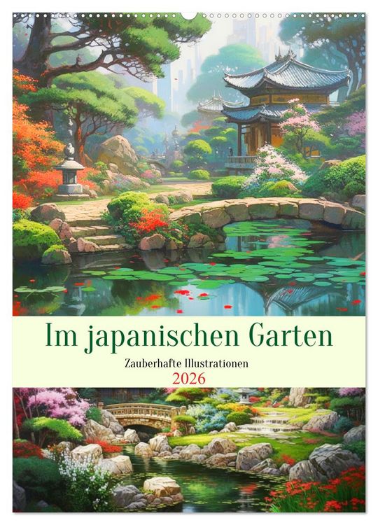 Produktbild: Im japanischen Garten. Zauberhafte Illustrationen (Wandkalender 2026 DIN A2 hoch), CALVENDO Monatskalender