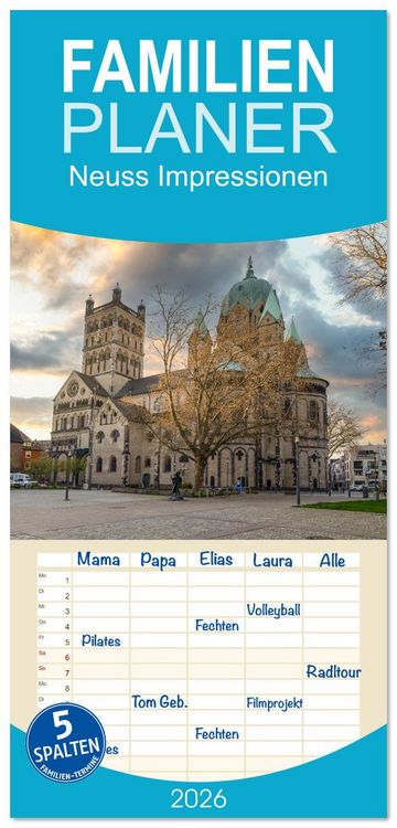 Produktbild: Familienplaner 2026 - Neuss Impressionen mit 5 Spalten (Wandkalender, 21 x 45 cm) CALVENDO