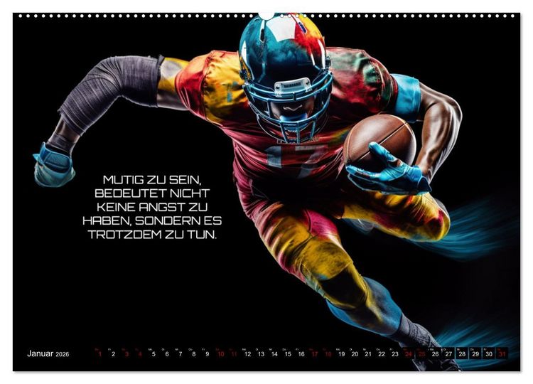 Produktbild: American Football und Motivation (hochwertiger Premium Wandkalender 2026 DIN A2 quer), Kunstdruck in Hochglanz