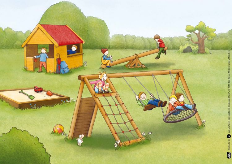 Produktbild: Auf dem Spielplatz mit Emma und Paul. Kamishibai Bildkartenset