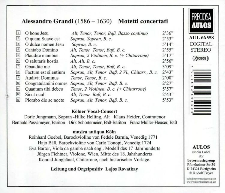 Produktbild: Rovatkay/K&ouml;lner Vocal-Consort/musica antiqua K&ouml;ln: Motetti c