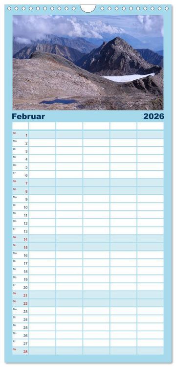 Produktbild: Familienplaner 2026 - Zauber der Berge mit 5 Spalten (Wandkalender, 21 x 45 cm) CALVENDO