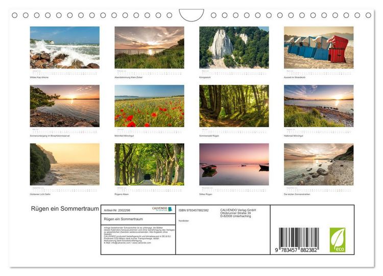 Produktbild: R&uuml;gen ein Sommertraum (Wandkalender 2026 DIN A4 quer), CALVENDO Monatskalender