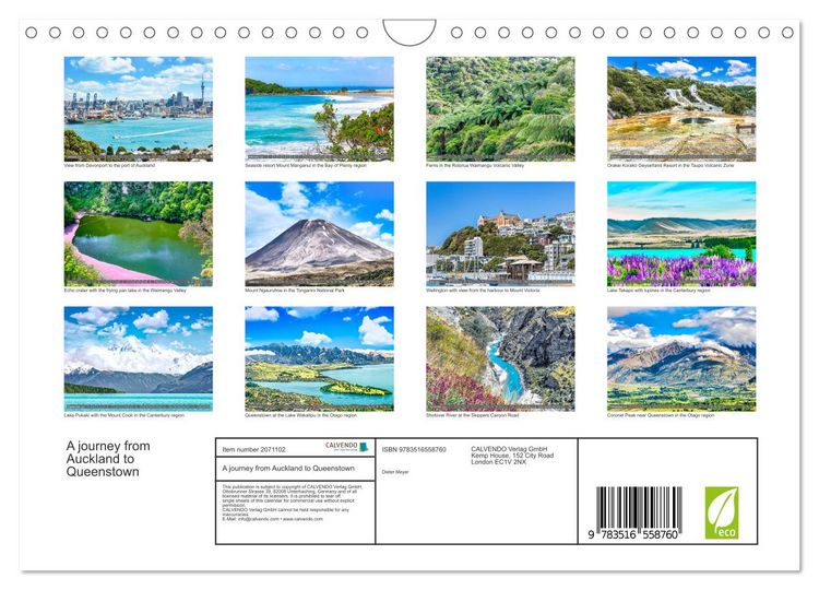 Produktbild: A journey from Auckland to Queenstown (Wall Calendar 2026 DIN A4 landscape), CALVENDO 12 Month Wall Calendar