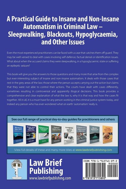 Produktbild: A Practical Guide to Insane and Non-Insane Automatism in Criminal Law - Sleepwalking, Blackouts, Hypoglycaemia, and Other Issues