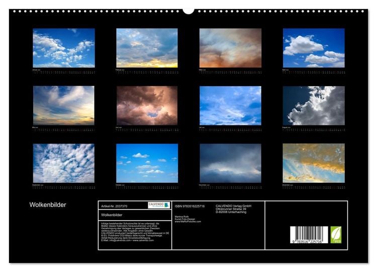 Produktbild: Wolkenbilder (hochwertiger Premium Wandkalender 2026 DIN A2 quer), Kunstdruck in Hochglanz