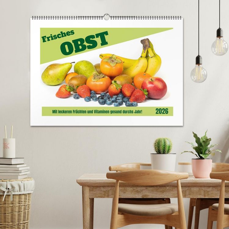 Produktbild: Frisches Obst - Mit leckeren Fr&uuml;chten und Vitaminen gesund durchs Jahr! (Wandkalender 2026 DIN A2 quer), CALVENDO Monatskalender