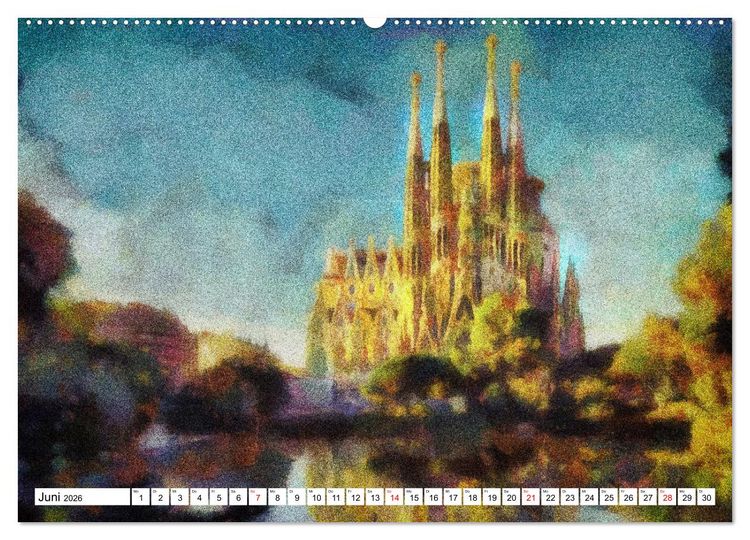 Produktbild: Pointilistische Weltreise (Wandkalender 2026 DIN A2 quer), CALVENDO Monatskalender