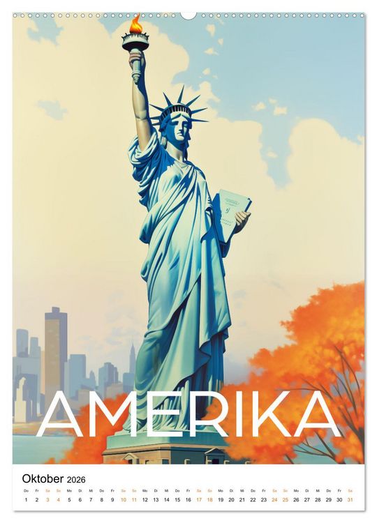 Produktbild: Reise in die 50er Jahre. Vintage Travel Poster. (Wandkalender 2026 DIN A2 hoch), CALVENDO Monatskalender