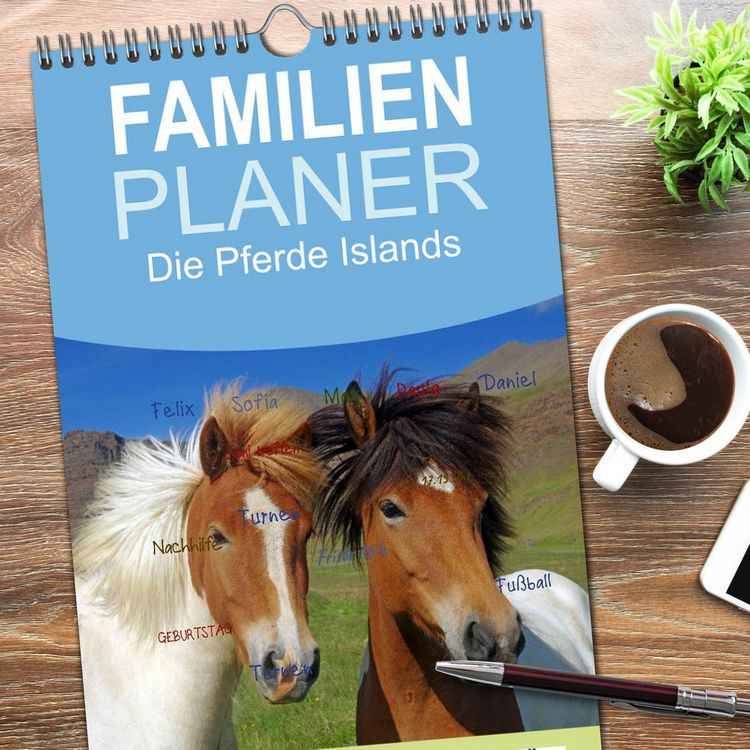 Produktbild: Familienplaner 2026 - Die Pferde Islands mit 5 Spalten (Wandkalender, 21 x 45 cm) CALVENDO