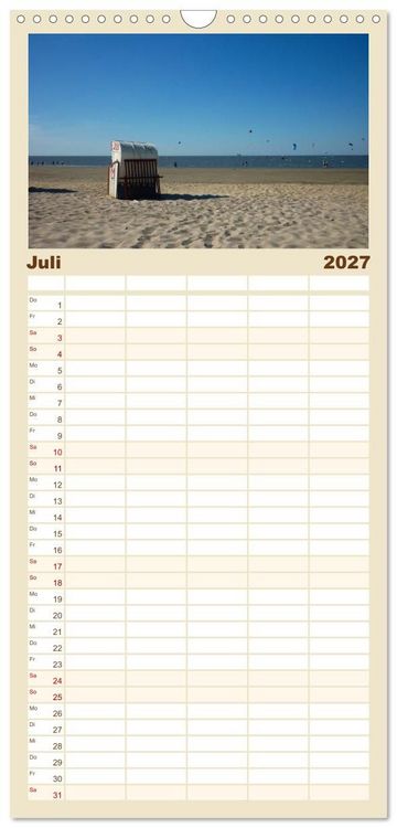 Produktbild: Familienplaner 2027 - An der Nordsee mit 5 Spalten (Wandkalender, 21 x 45 cm) CALVENDO