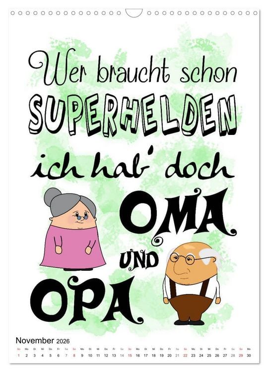 Produktbild: Oma und Opa, die Helden unserer Kindheit (Wandkalender 2026 DIN A3 hoch), CALVENDO Monatskalender