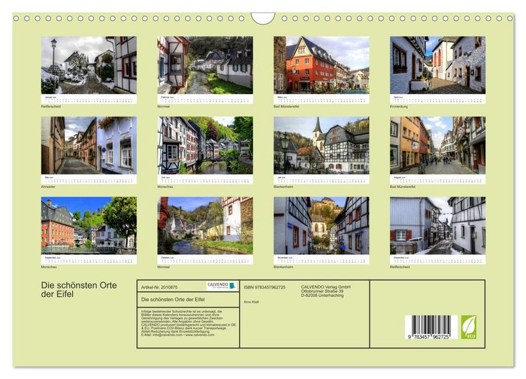 Produktbild: Die sch&ouml;nsten Orte der Eifel (Wandkalender 2026 DIN A3 quer), CALVENDO Monatskalender