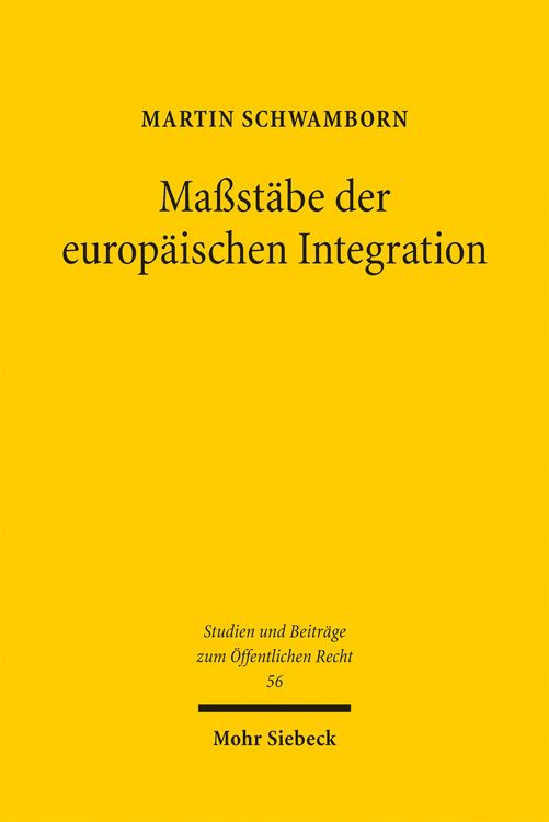 Produktbild: Schwamborn, M: Ma&szlig;st&auml;be der europ&auml;ischen Integration