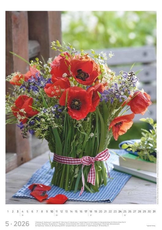 Produktbild: Blumen 2026 - Bildkalender A3 (29,7x42 cm) - Flowers - mit Feiertagen (DE/AT/CH) - Wandkalender - Blumenkalender