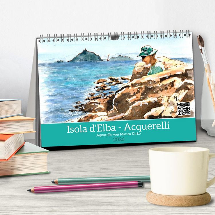 Produktbild: Isola d'Elba - Acquerelli (Tischkalender 2026 DIN A5 quer), CALVENDO Monatskalender