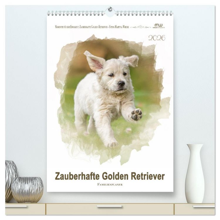Produktbild: Zauberhafte Golden Retriever (hochwertiger Premium Wandkalender 2026 DIN A2 hoch), Kunstdruck in Hochglanz