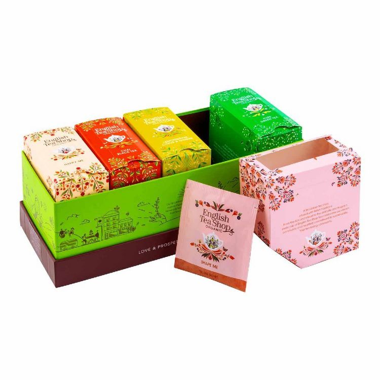 Produktbild: BIO Tee Kollektion "Wellbeing Favourites", Ayurveda Tee Geschenk Set zum Wohlf&uuml;hlen, 5 Sorten, 40 Teebeutel