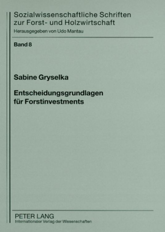 Produktbild: Entscheidungsgrundlagen f&uuml;r Forstinvestments