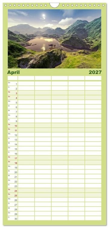 Produktbild: Familienplaner 2027 - Bezaubernde Landschaften mit 5 Spalten (Wandkalender, 21 x 45 cm) CALVENDO