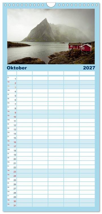 Produktbild: Familienplaner 2027 - Norwegen - Land im Norden mit 5 Spalten (Wandkalender, 21 x 45 cm) CALVENDO