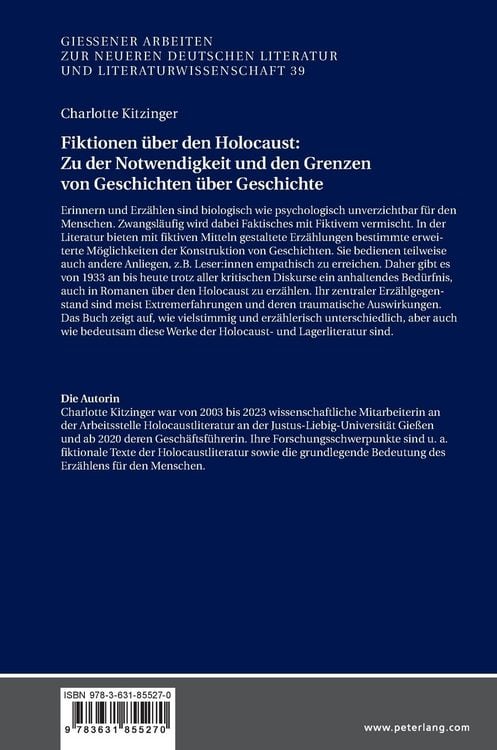 Produktbild: Fiktionen über den Holocaust: Zu der Notwendigkeit und den Grenzen von Geschichten über Geschichte