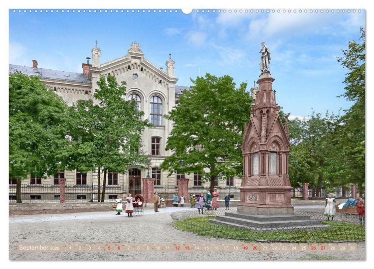 Produktbild: Aschersleben zur Kaiserzeit in Farbe &ndash; Kolorierte Schwarzwei&szlig;fotografien (hochwertiger Premium Wandkalender 2026 DIN A2 quer), Kunstdruck in Hochglanz