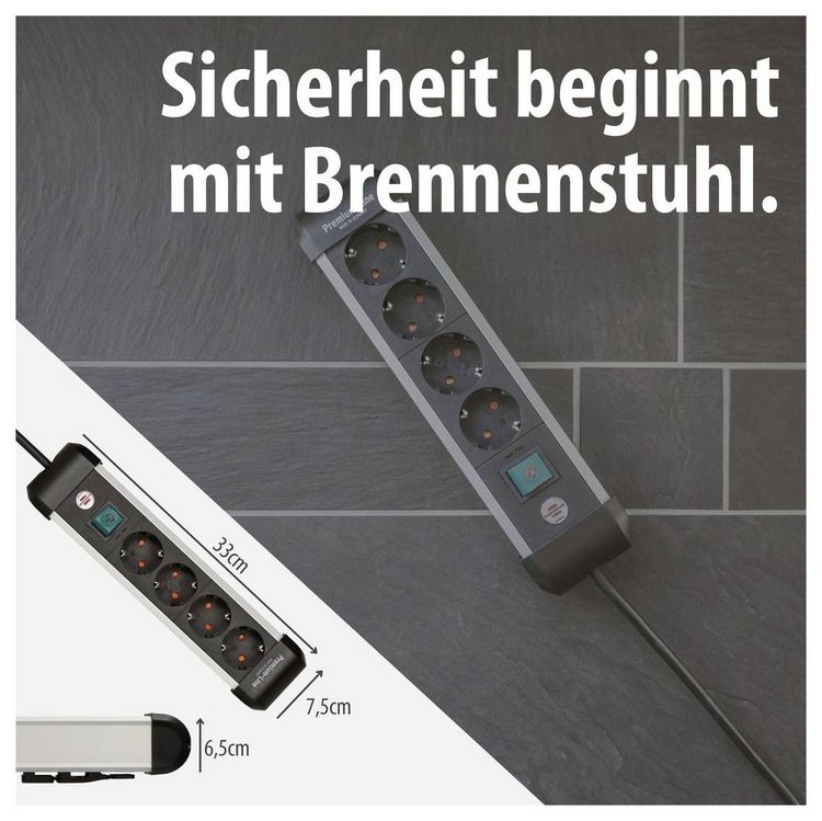 Produktbild: Brennenstuhl 1391030400 Steckdosenleiste mit Schalter Silber, Schwarz Schutzkontakt 1St.