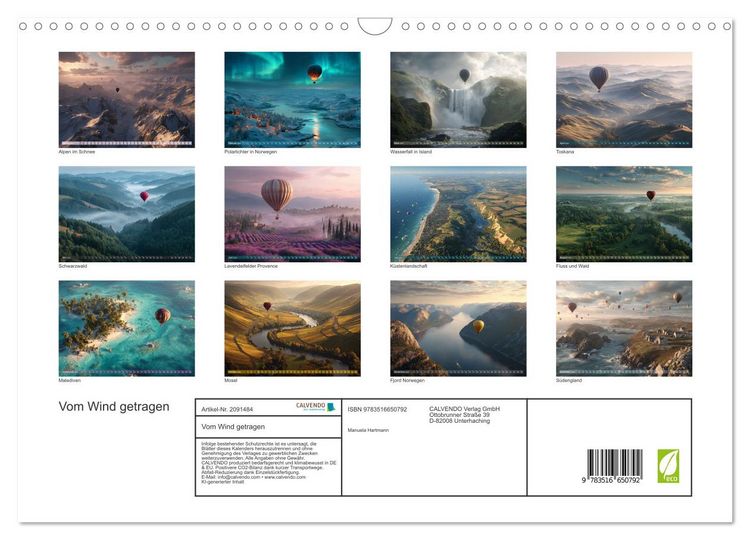 Produktbild: Vom Wind getragen (Wandkalender 2026 DIN A3 quer), CALVENDO Monatskalender