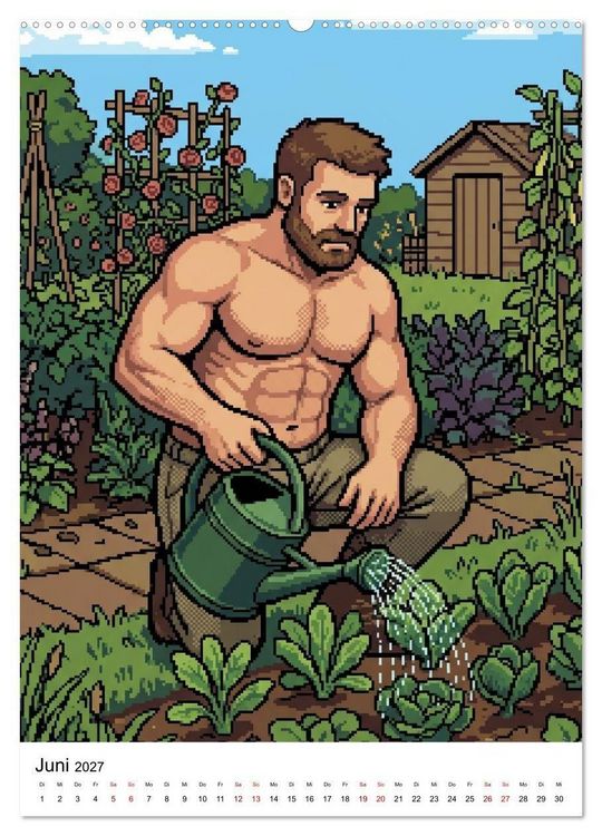 Produktbild: 8-Bit Adonis &ndash; Das Jahr in Pixeln (hochwertiger Premium Wandkalender 2027 DIN A2 hoch), Kunstdruck in Hochglanz