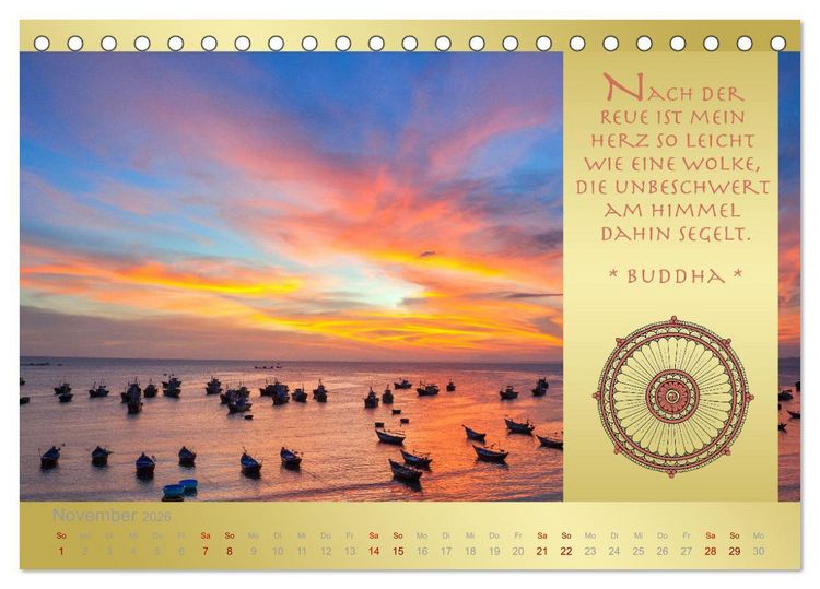 Produktbild: BUDDHA IM GL&Uuml;CK - Buddhistische Weisheiten (Tischkalender 2026 DIN A5 quer), CALVENDO Monatskalender