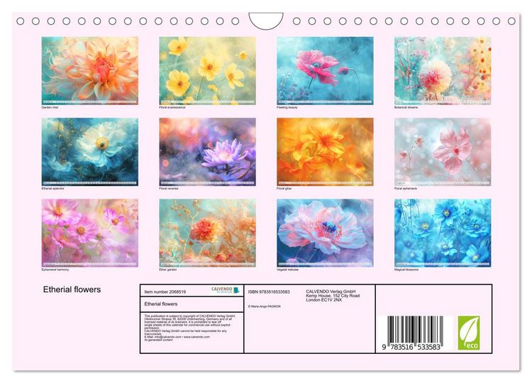 Produktbild: Etherial flowers (Wall Calendar 2026 DIN A4 landscape), CALVENDO 12 Month Wall Calendar