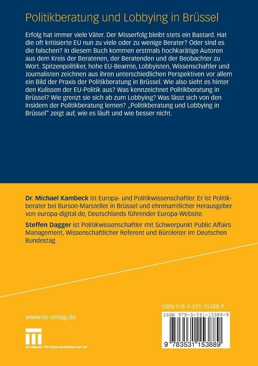 Produktbild: Politikberatung und Lobbying in Br&uuml;ssel