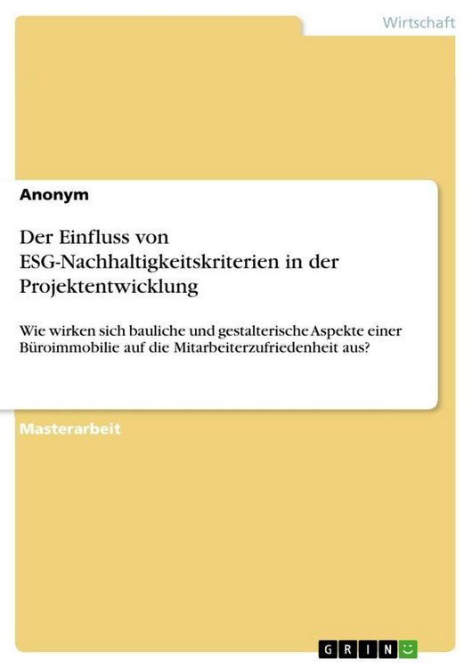 Produktbild: Der Einfluss von ESG-Nachhaltigkeitskriterien in der Projektentwicklung