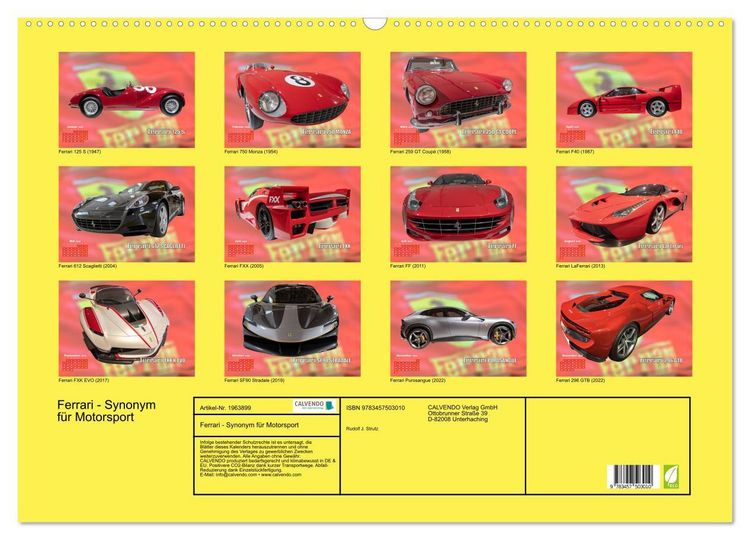 Produktbild: Ferrari - Synonym f&uuml;r Motorsport (Wandkalender 2026 DIN A2 quer), CALVENDO Monatskalender