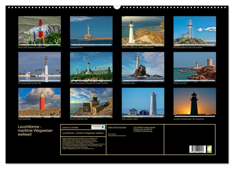 Produktbild: Leuchtt&uuml;rme - maritime Wegweiser weltweit (Wandkalender 2026 DIN A2 quer), CALVENDO Monatskalender