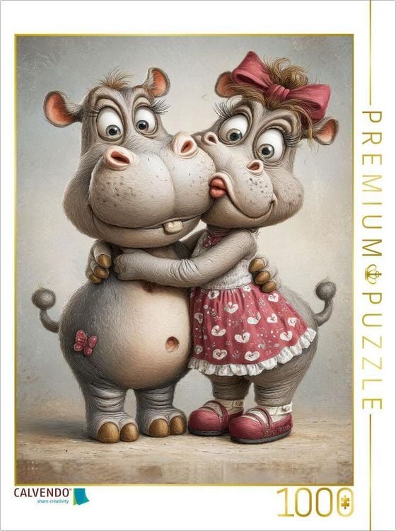 Produktbild: CALVENDO Puzzle Nilpferd - Liebe | 1000 Teile Lege-Gr&ouml;&szlig;e 64x48cm Foto-Puzzle f&uuml;r gl&uuml;ckliche Stunden