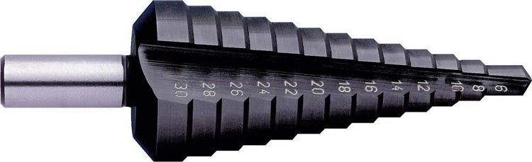 Produktbild: Exact 50067 HSS Stufenbohrer Gesamtl&auml;nge 67mm TiAIN 3-Fl&auml;chenschaft 1St.