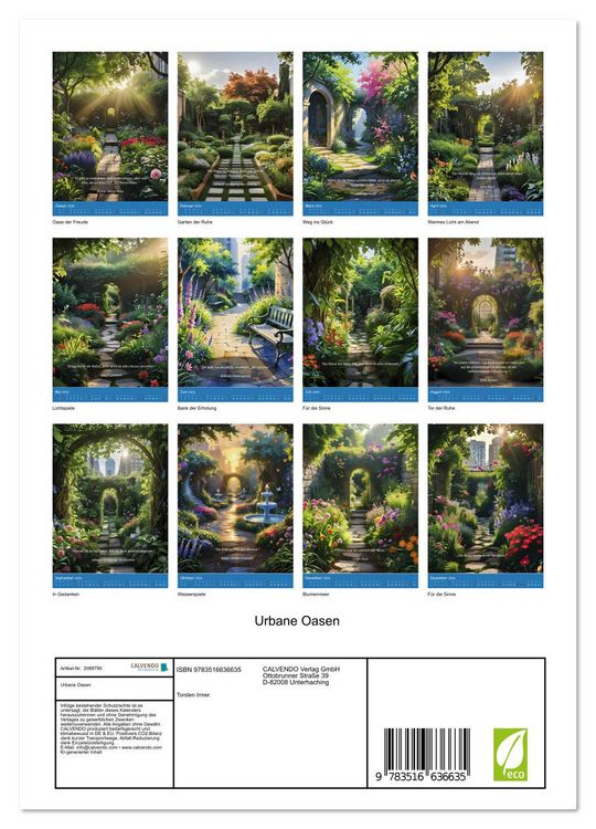 Produktbild: Urbane Oasen (Wandkalender 2026 DIN A4 hoch), CALVENDO Monatskalender