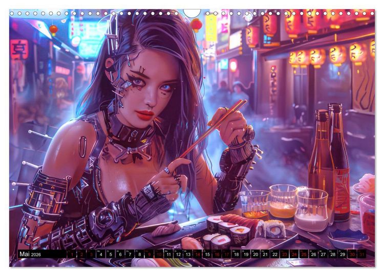 Produktbild: Cyberpunk - Hochtechnisierte Neonwelt (Wandkalender 2026 DIN A3 quer), CALVENDO Monatskalender