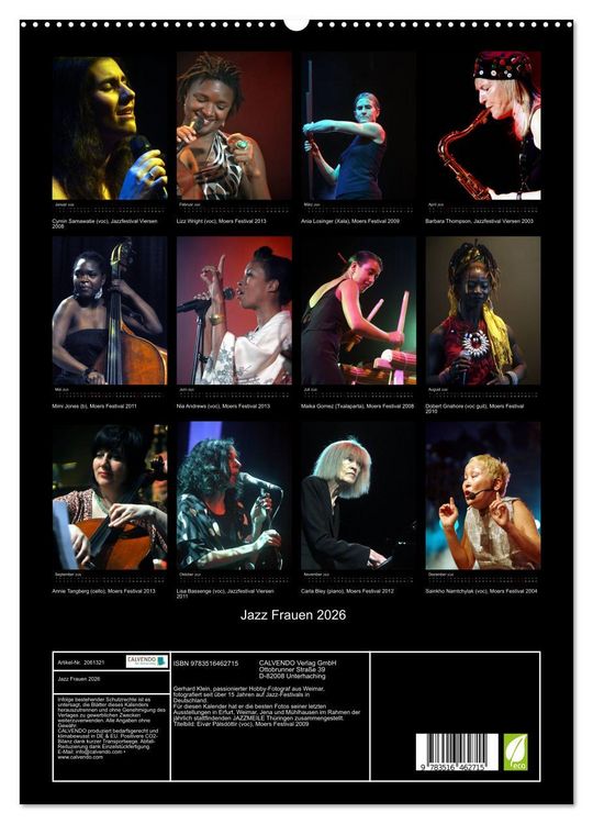 Produktbild: Jazz Frauen 2026 (hochwertiger Premium Wandkalender 2026 DIN A2 hoch), Kunstdruck in Hochglanz