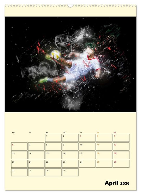 Produktbild: Fu&szlig;ball - Feuer (hochwertiger Premium Wandkalender 2026 DIN A2 hoch), Kunstdruck in Hochglanz