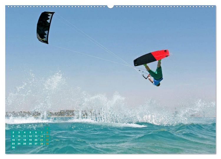 Produktbild: Kitesurfen: Mit Drachen am Meer (Wandkalender 2026 DIN A2 quer), CALVENDO Monatskalender